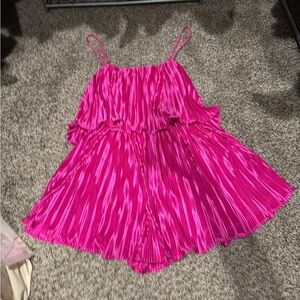 Lulu's Fuchsia Pleated Spaghetti Strap Romper